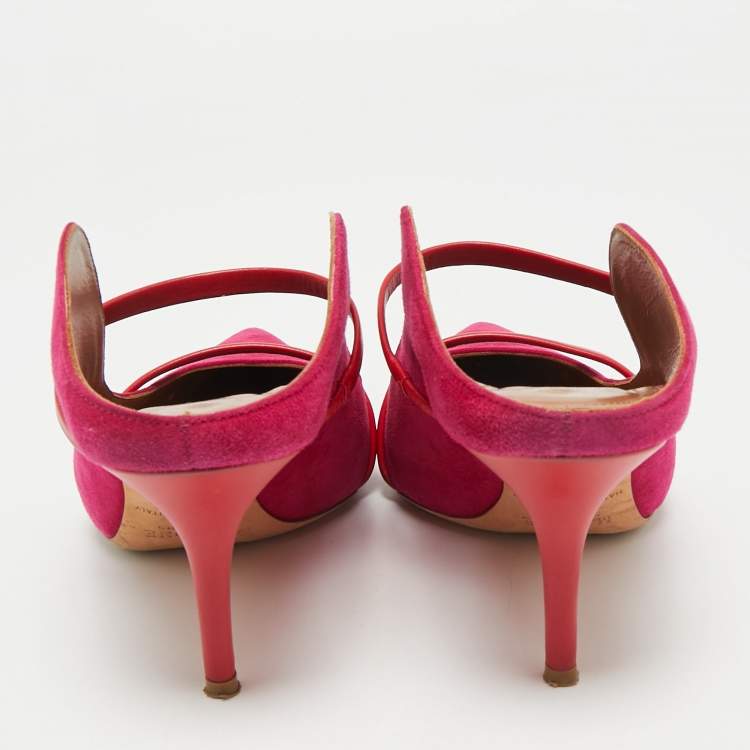 Pre Owned Malone Souliers Pink/Red Suede Maureen Heel Mules Size 39