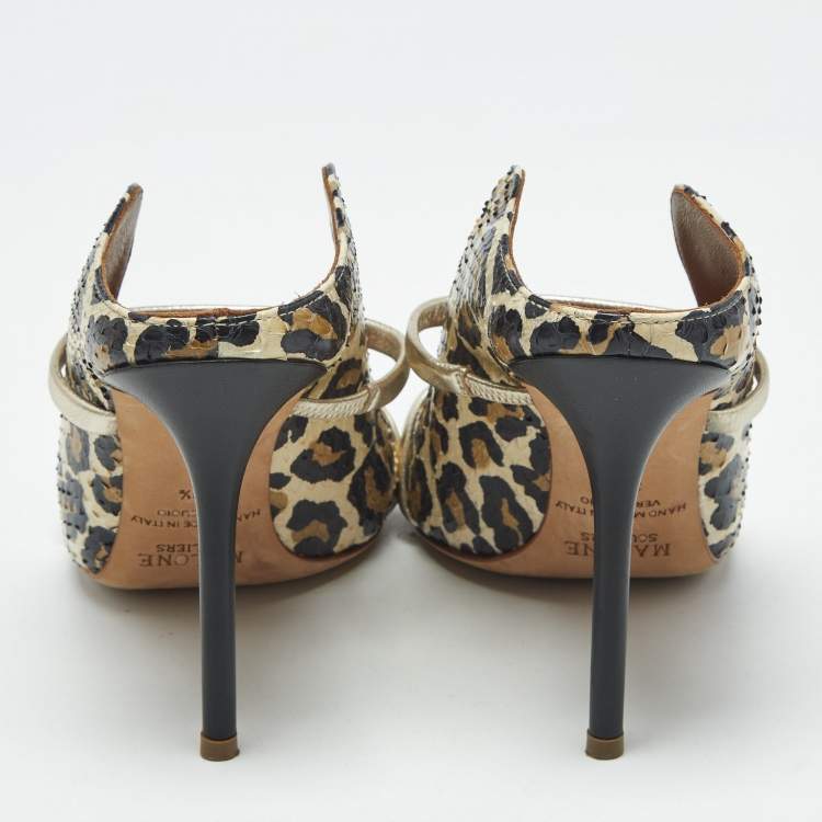 Pre Owned Malone Souliers Multicolor Snakeskin and Leather Maureen Mules Size 38.5