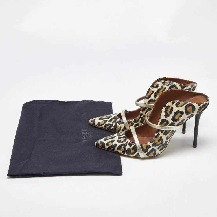Pre Owned Malone Souliers Multicolor Snakeskin and Leather Maureen Mules Size 38.5