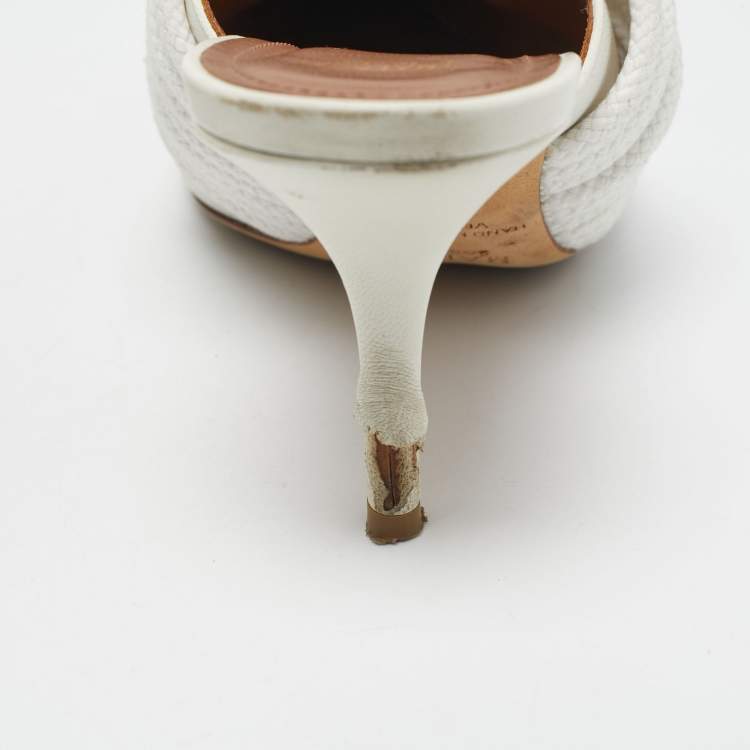 Pre Owned Malone Souliers White Leather Rope Mules Size 38