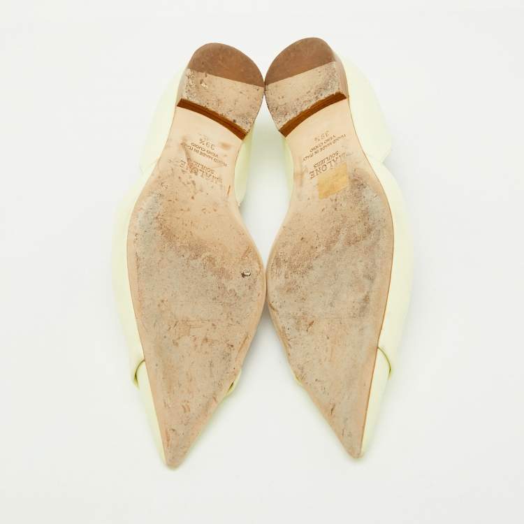 Pre Owned Malone Souliers Buttercup/Clear Leather and PVC Hurley Ballet Flats Size 39.5