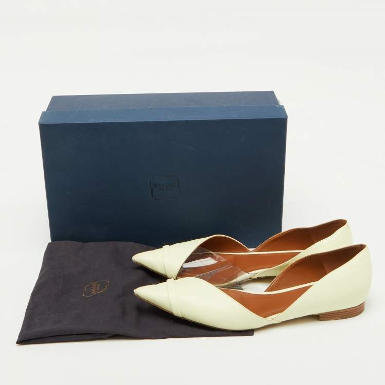 Pre Owned Malone Souliers Buttercup/Clear Leather and PVC Hurley Ballet Flats Size 39.5