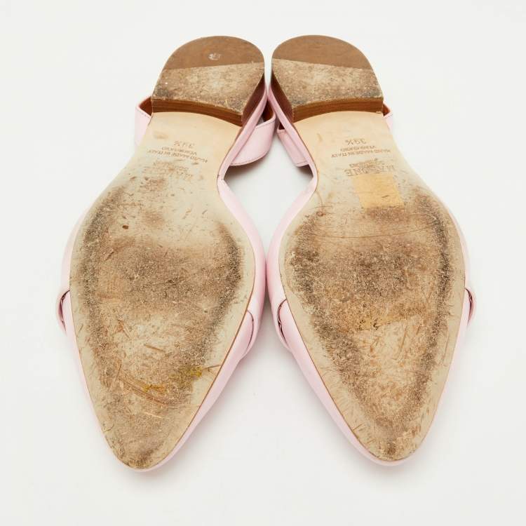 Pre Owned Malone Souliers Pink Leather Elsie Slingback Flat  Size 39.5