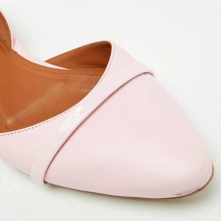 Pre Owned Malone Souliers Pink Leather Elsie Slingback Flat  Size 39.5