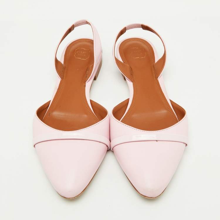 Pre Owned Malone Souliers Pink Leather Elsie Slingback Flat  Size 39.5
