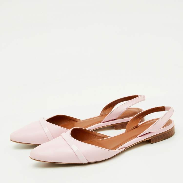 Pre Owned Malone Souliers Pink Leather Elsie Slingback Flat  Size 39.5