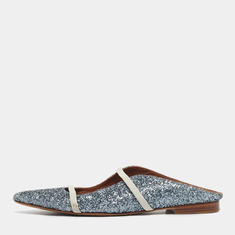 Pre Owned Malone Souliers Metallic Glitter Maureen Flat Size 38.5