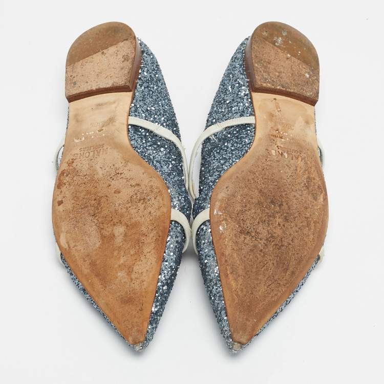 Pre Owned Malone Souliers Metallic Glitter Maureen Flat Size 38.5