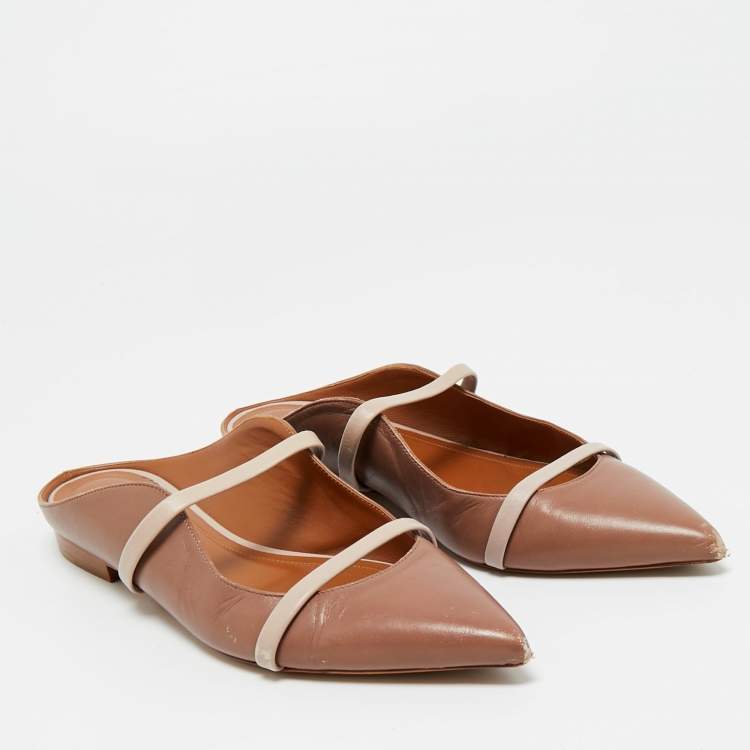 Pre Owned Malone Souliers Cream/Beige Leather Maureen Mule Sandals Size 37