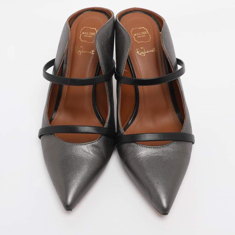 Pre Owned Malone Souliers Metallic Leather Maureen Pointed Toe Mules Size 39