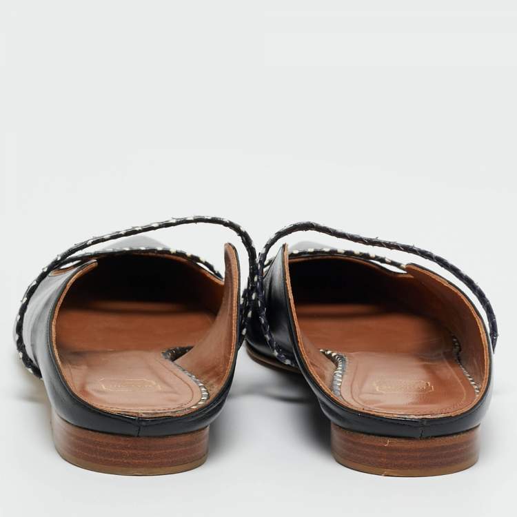 Pre Owned Malone Souliers Black Leather and Python Leather Maureen Mules Size 40