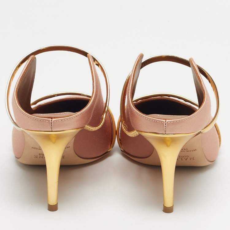Pre Owned Malone Souliers Beige Leather and Satin Maureen Mule Sandals Size 39