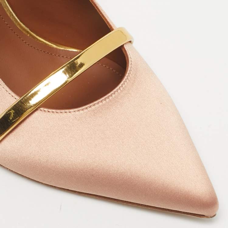 Pre Owned Malone Souliers Beige Leather and Satin Maureen Mule Sandals Size 39