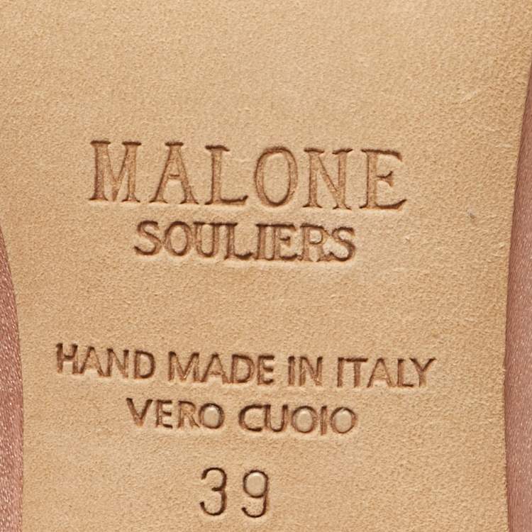 Pre Owned Malone Souliers Beige Leather and Satin Maureen Mule Sandals Size 39