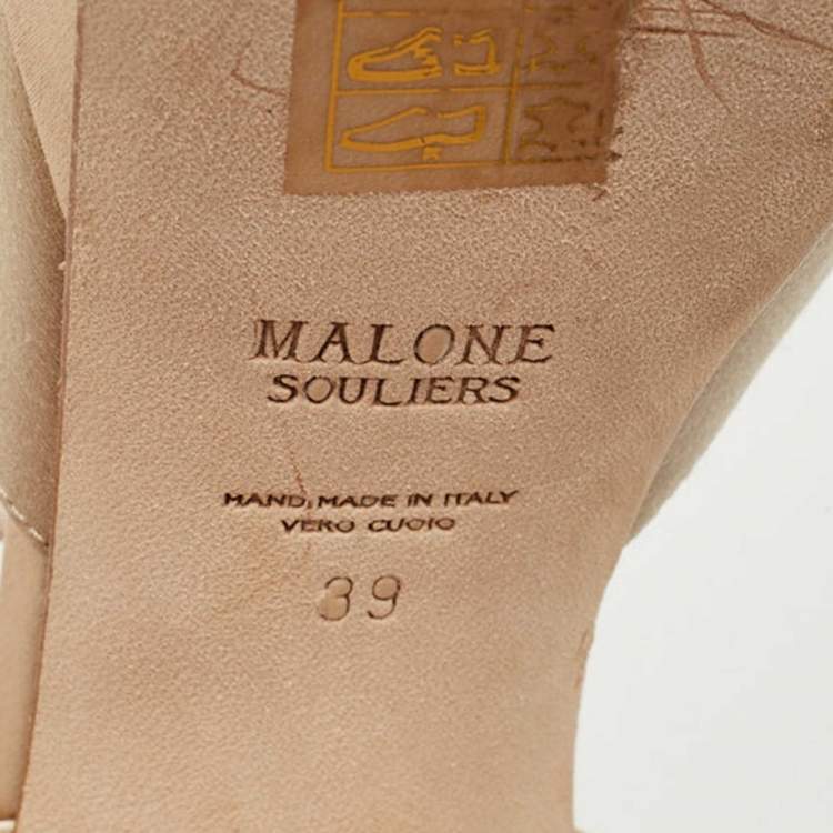 Pre Owned Malone Souliers Beige Satin Teese Platform Ankle Wrap Pumps Size 39