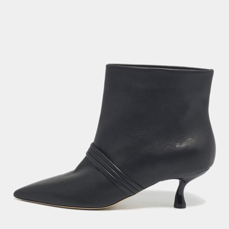 Pre Owned Malone Souliers Black Leather Madison Ankle Length Boots Size 39