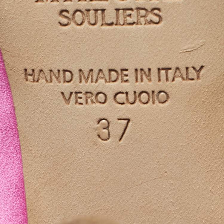 Pre Owned Malone Souliers Pink Satin Vero Cuoio Slingback Pumps Size 37