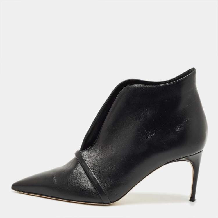 Pre Owned Malone Souliers Black Leather Clara Ankle Boots Size 38