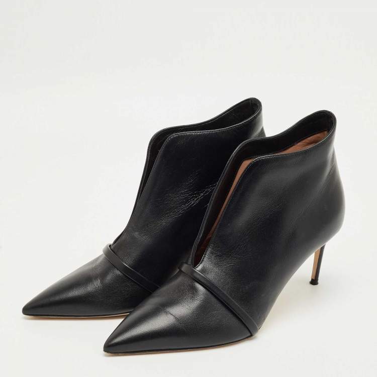 Pre Owned Malone Souliers Black Leather Clara Ankle Boots Size 38