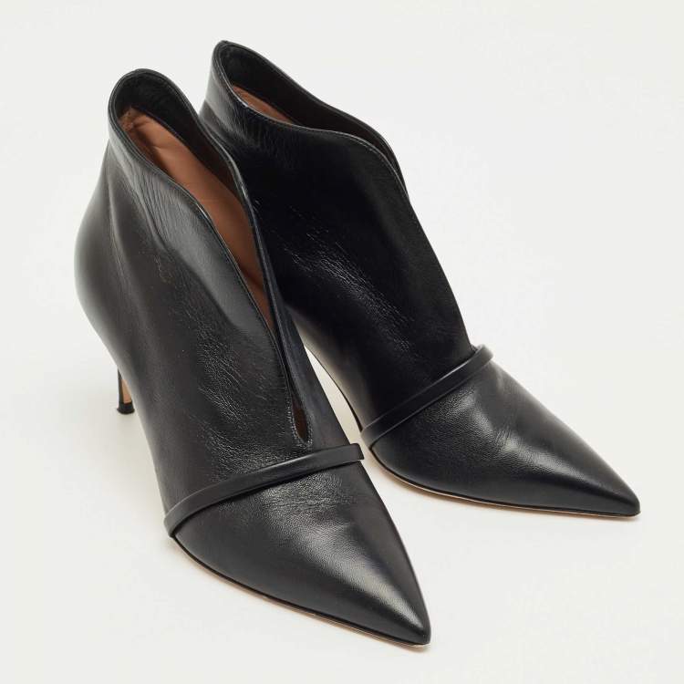 Pre Owned Malone Souliers Black Leather Clara Ankle Boots Size 38