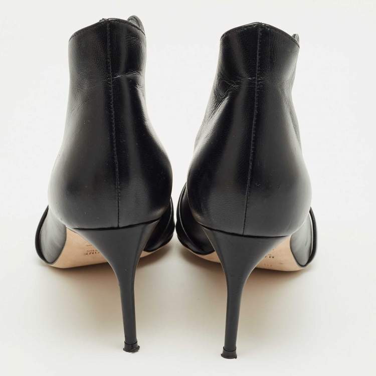 Pre Owned Malone Souliers Black Leather Clara Ankle Boots Size 38