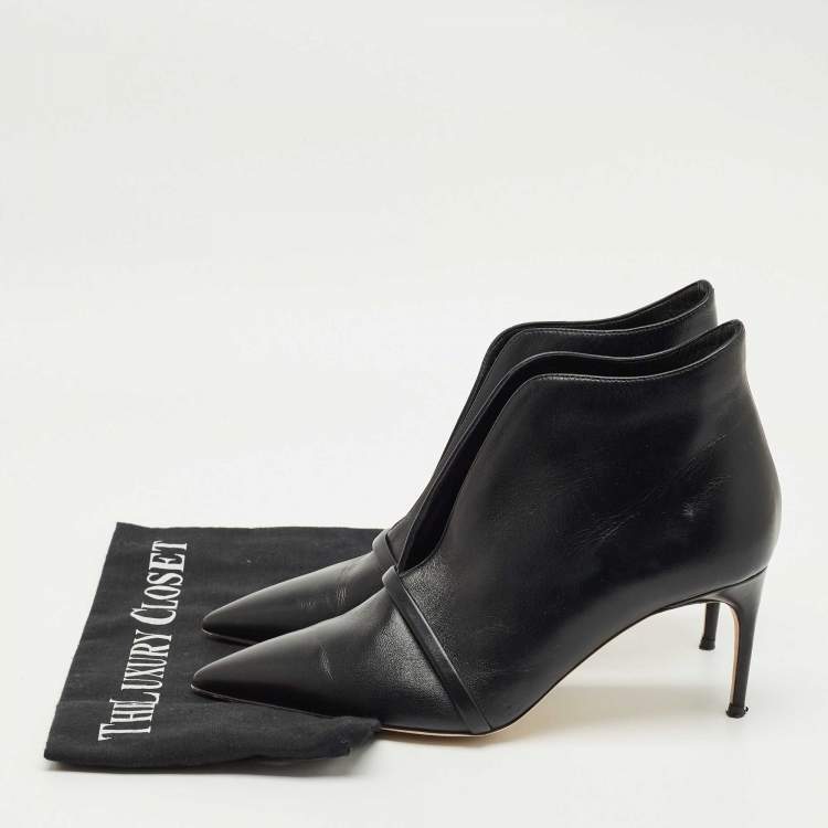Pre Owned Malone Souliers Black Leather Clara Ankle Boots Size 38
