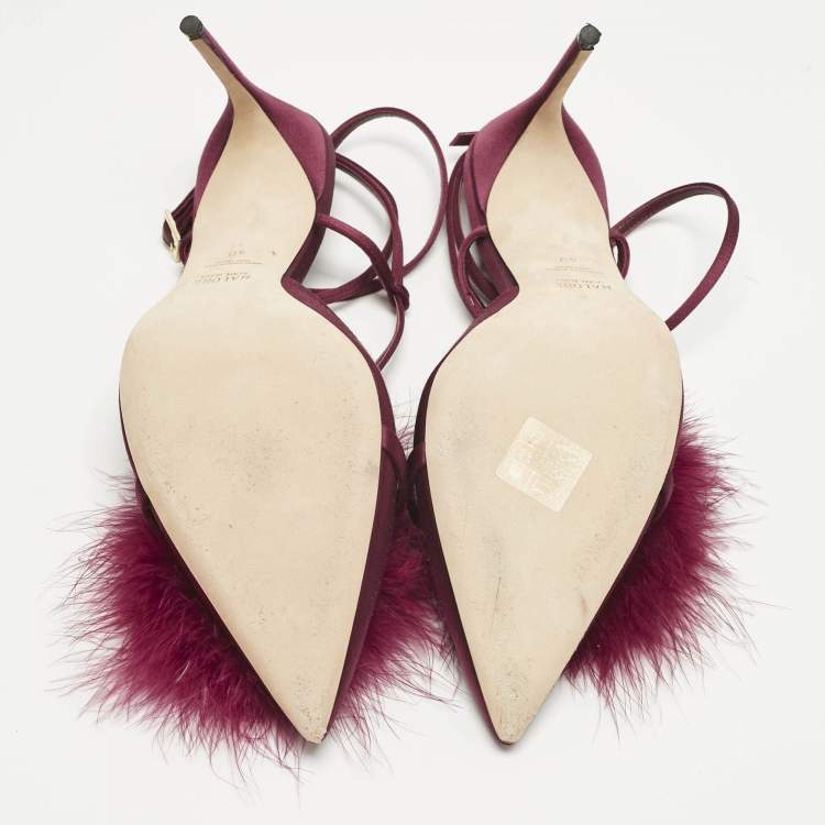 Pre Owned Malone Souliers Purple Fur and Satin Raffaella Pumps Size 40