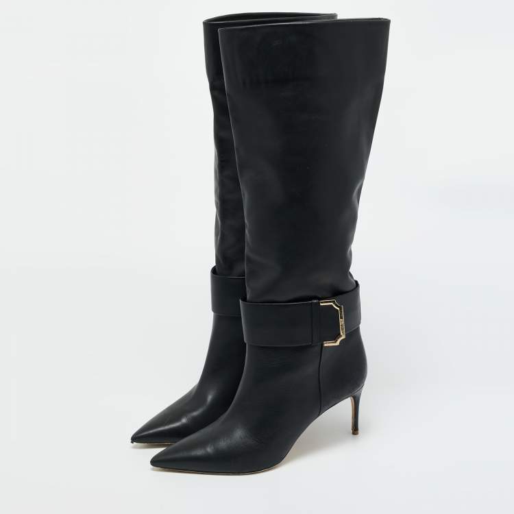 Pre Owned Malone Souliers Black  Leather Silvana Knee Length Boots Size 40