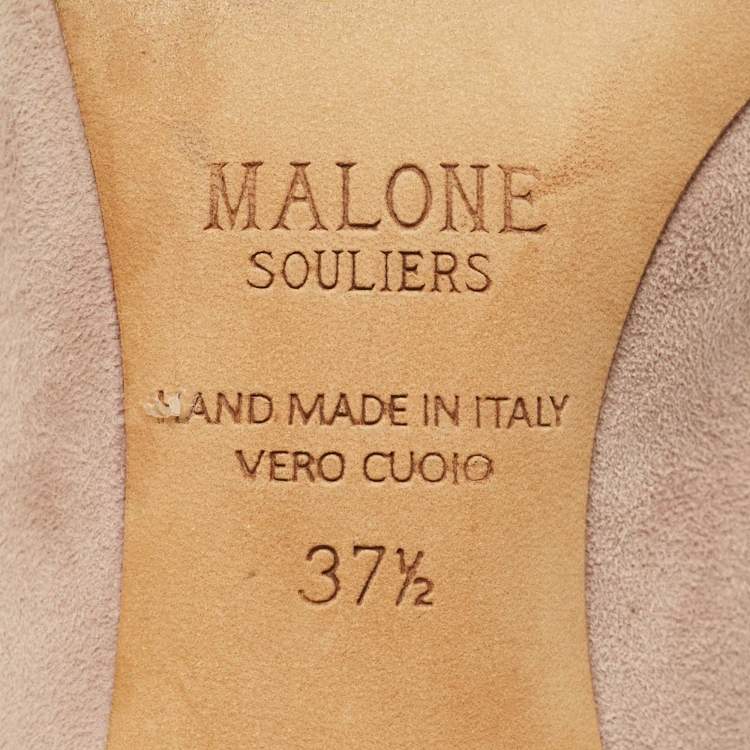 Pre Owned Malone Souliers Beige Leather and Suede Bobbi Mules Size 37.5