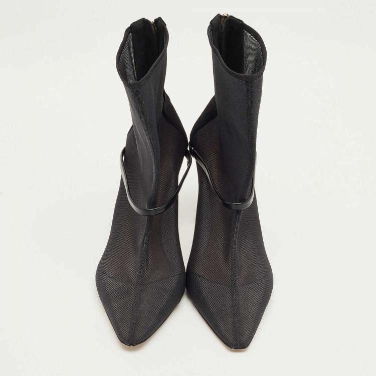 Pre Owned Malone Souliers Black Leather and Mesh Ankle Length Boots Size 40