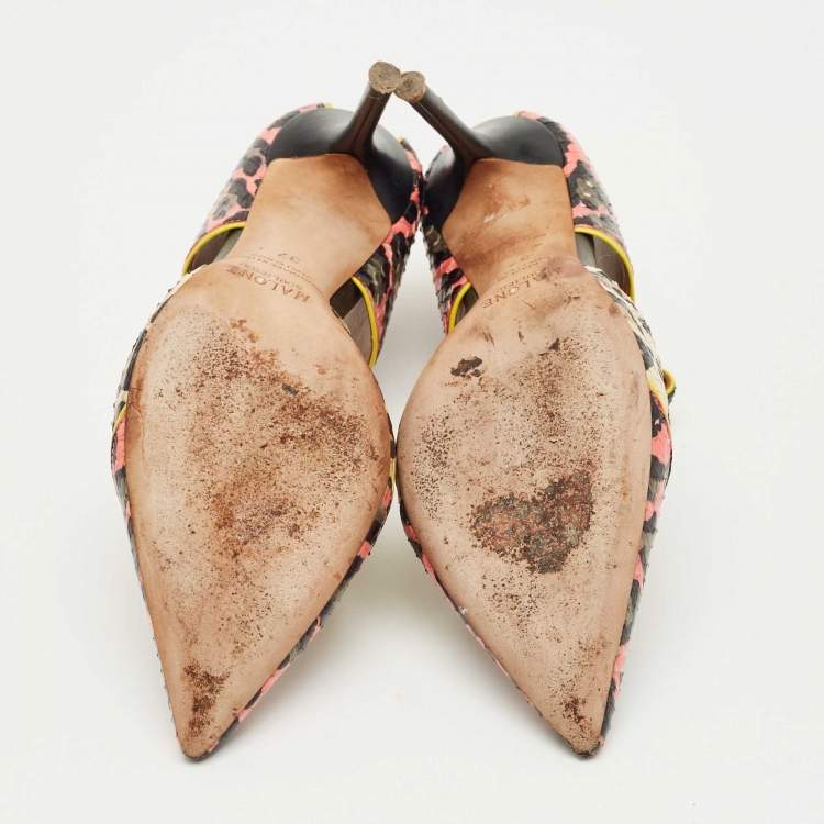 مملوكة مسبقًا Malone Souliers Multicolor Python Leather Imogen Pumps Size 37