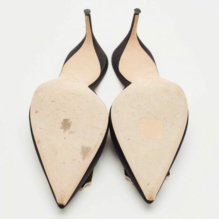 Pre Owned Malone Souliers Black Satin Mona Mules Size 40