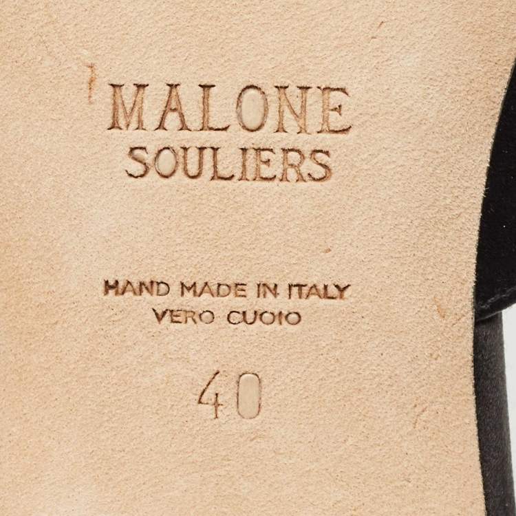 Pre Owned Malone Souliers Black Satin Mona Mules Size 40