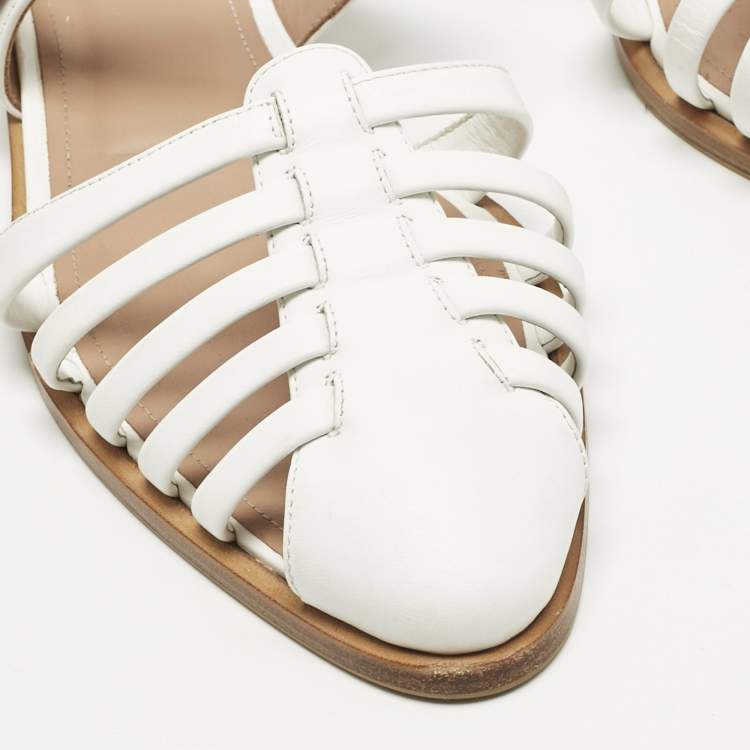 Pre Owned Malone Souliers White Leather Eleonora Flat Mules Size 40