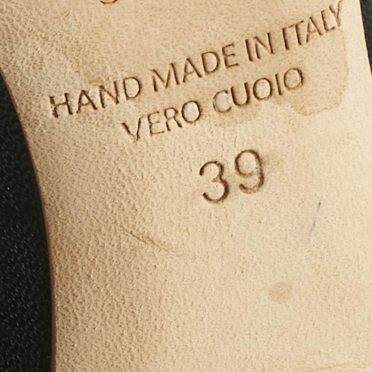 Pre Owned Malone Souliers Black/Beige Leather Maureen Pointed Toe Mules Size 39