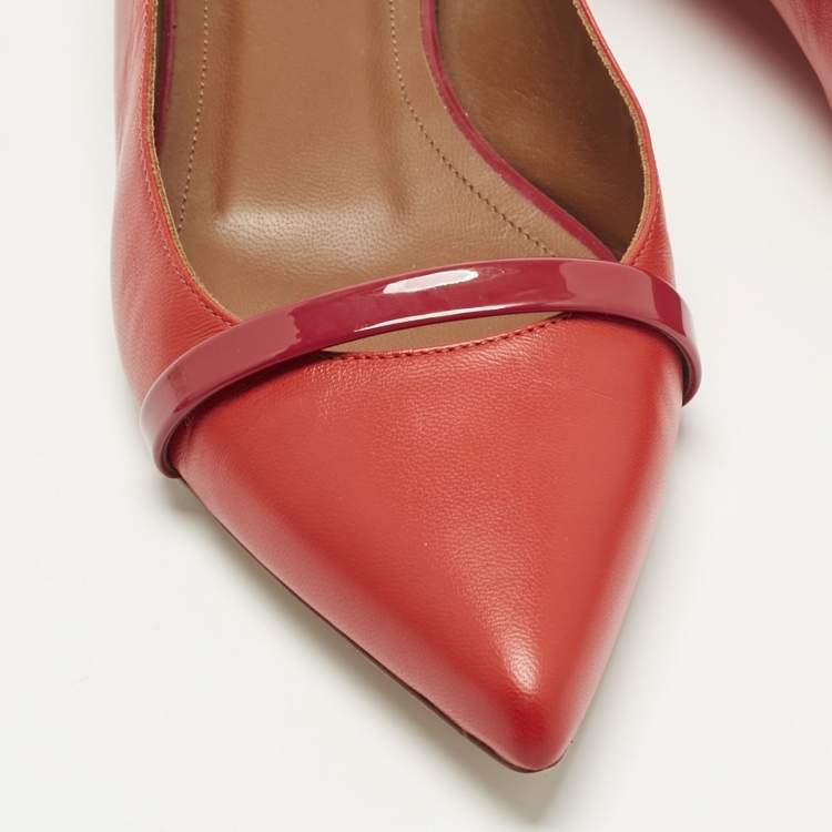 Pre Owned Malone Souliers x Roy Luwolt Red Leather Marion Luwolt Flat Slingback Sandals Size 37