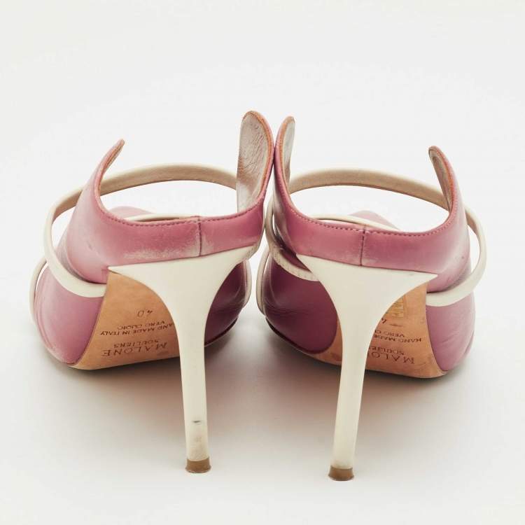 مملوكة مسبقًا Malone Souliers Pink Leather Maureen Mules Size 40
