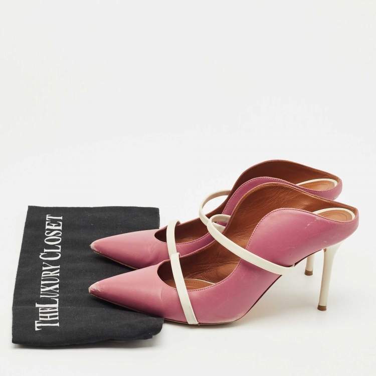 مملوكة مسبقًا Malone Souliers Pink Leather Maureen Mules Size 40