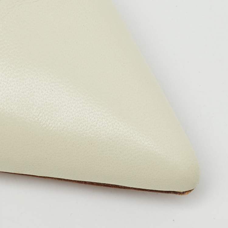 Pre Owned Malone Souliers Off White Leather and Patent Maureen Pointed Toe Mules Size 40.5