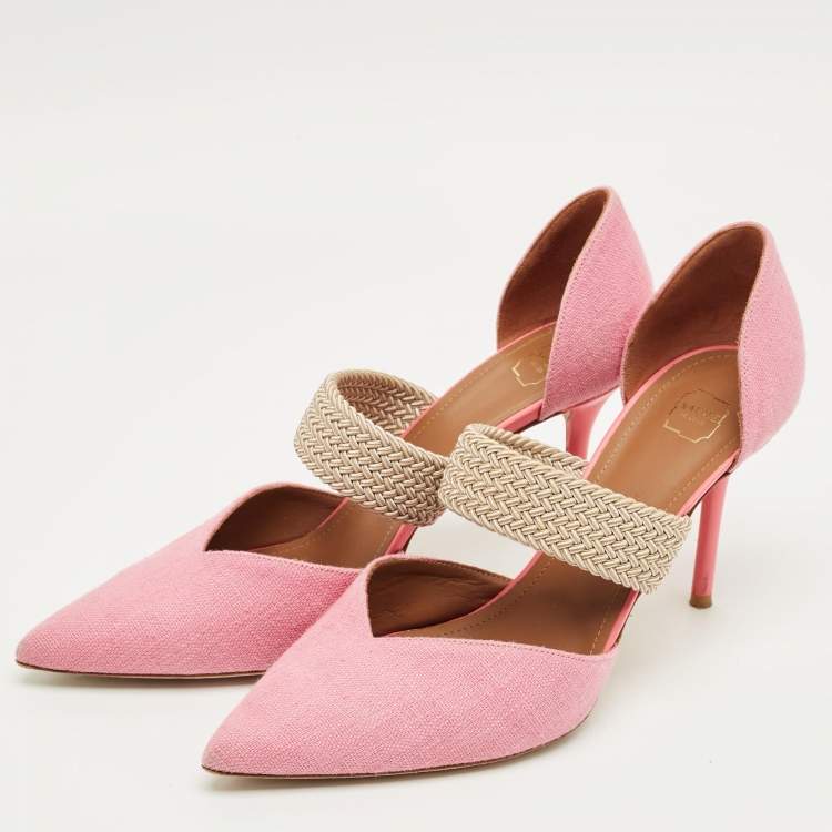 Pre Owned Malone Souliers Pink Canvas Maisie D'orsay Pumps Size 40