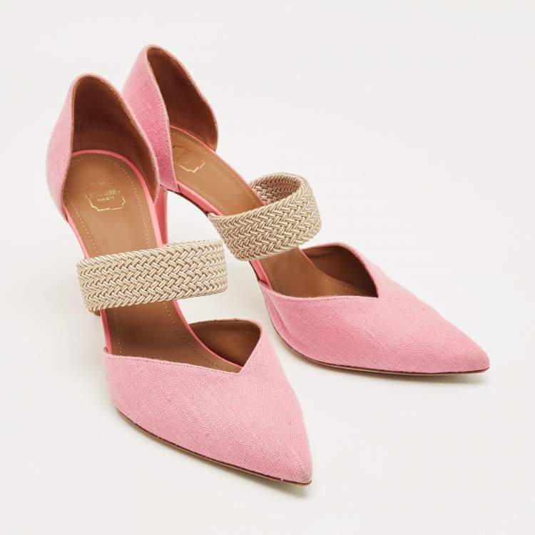 Pre Owned Malone Souliers Pink Canvas Maisie D'orsay Pumps Size 40