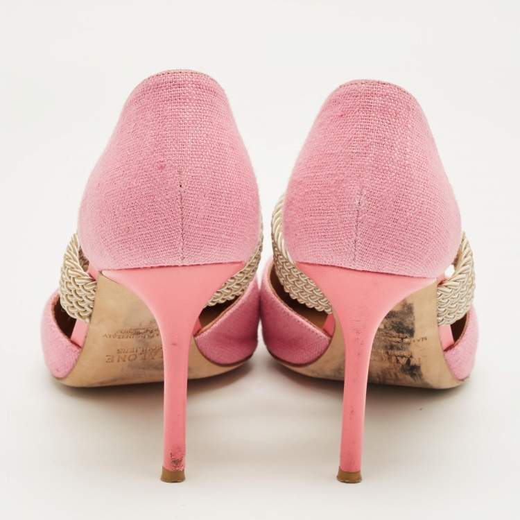 Pre Owned Malone Souliers Pink Canvas Maisie D'orsay Pumps Size 40