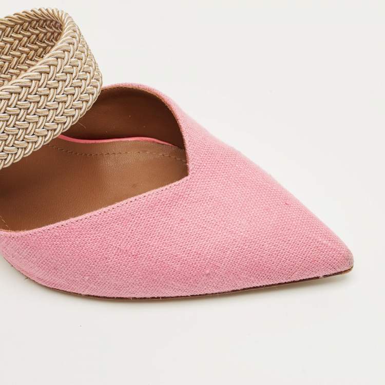 Pre Owned Malone Souliers Pink Canvas Maisie D'orsay Pumps Size 40
