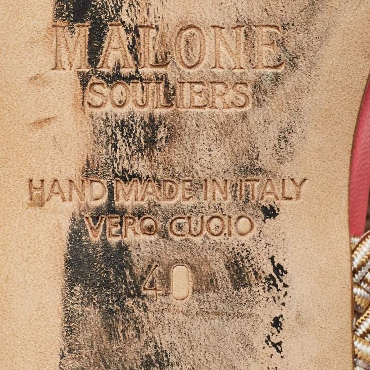 Pre Owned Malone Souliers Pink Canvas Maisie D'orsay Pumps Size 40