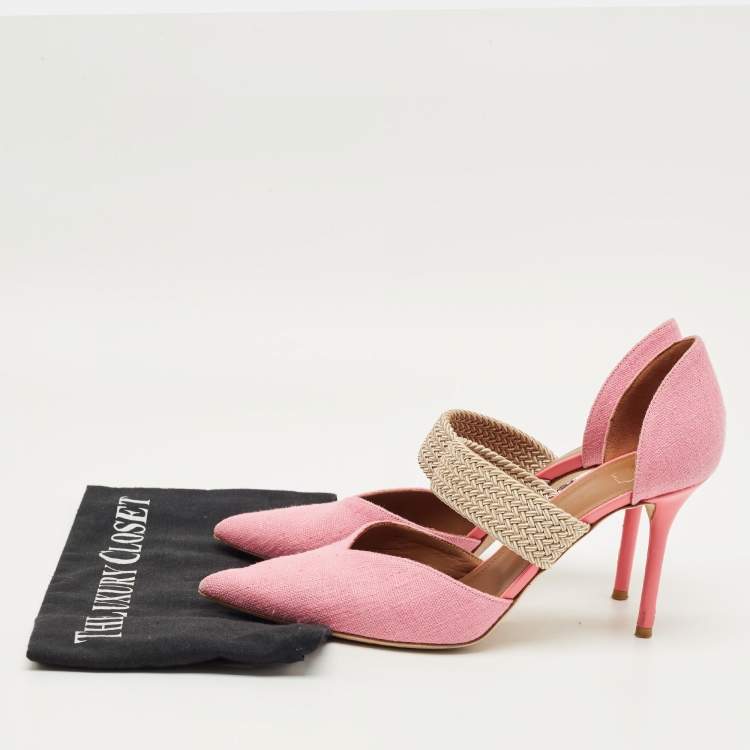 Pre Owned Malone Souliers Pink Canvas Maisie D'orsay Pumps Size 40