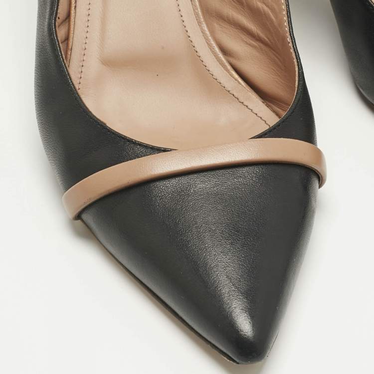مملوكة مسبقًا Malone Souliers Black Leather Marion Slingback Pumps Size 39.5