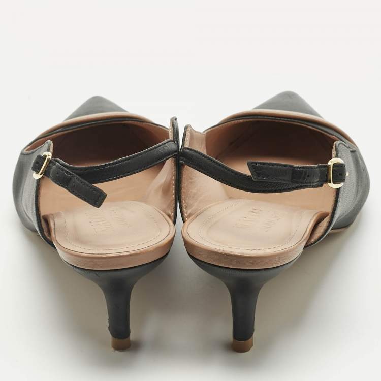 مملوكة مسبقًا Malone Souliers Black Leather Marion Slingback Pumps Size 39.5