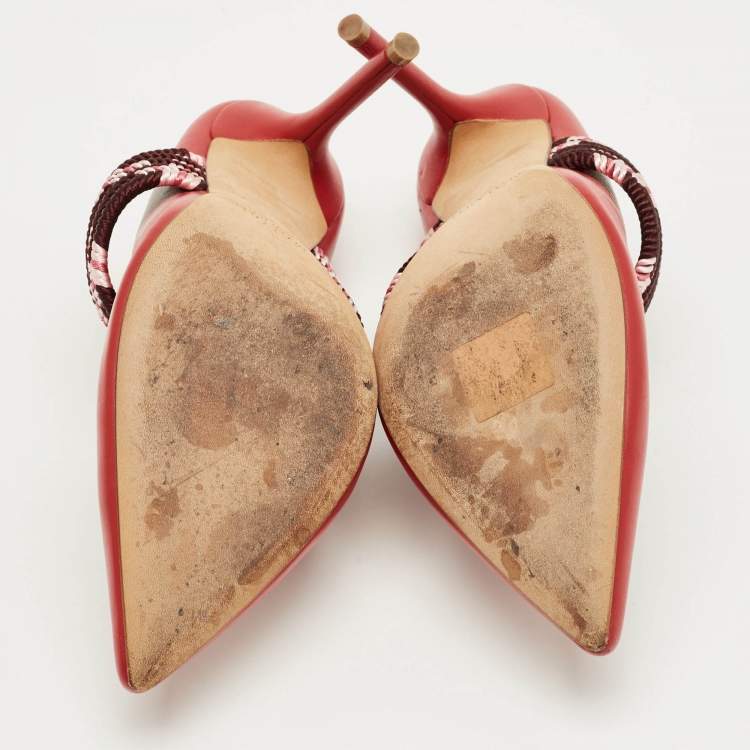 Pre Owned Malone Souliers Red Leather Mara Mules Size 37