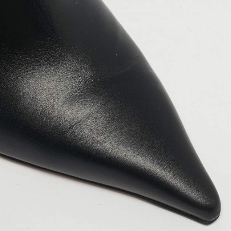 Pre Owned Malone Souliers Black Leather Markle Knee Length Boots Size 38