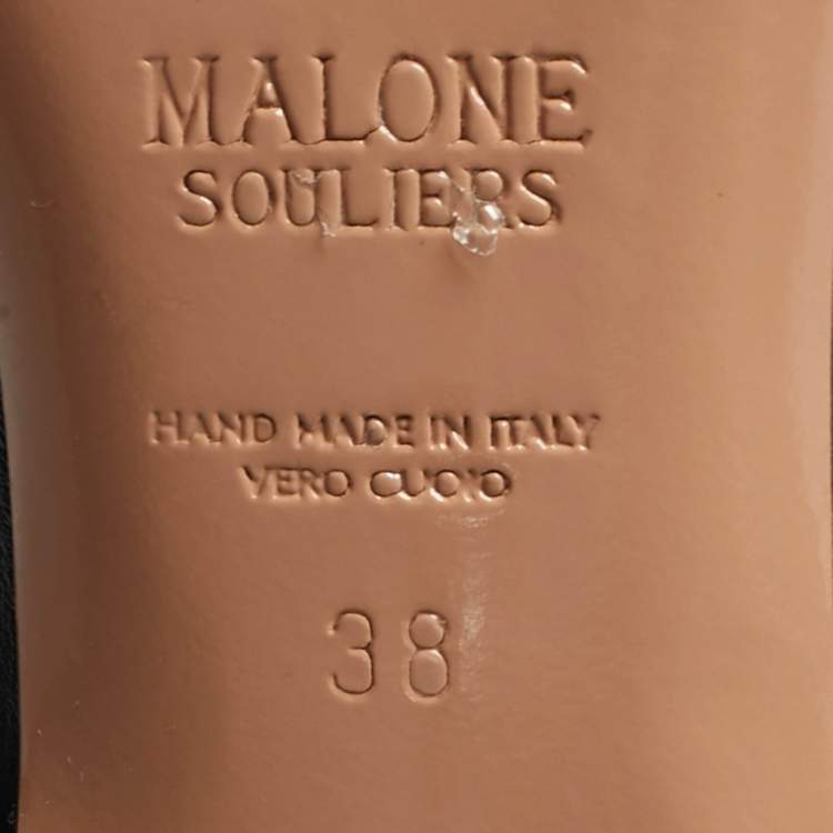 Pre Owned Malone Souliers Black Leather Markle Knee Length Boots Size 38